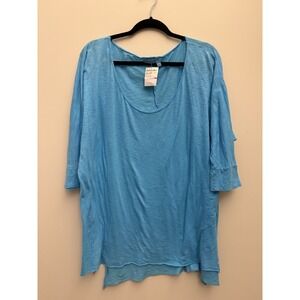 NWT FRESH PRODUCE Medium/Large Laguna Blue‎ Drape Top Light Cotton